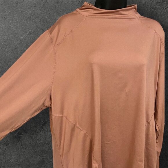 Fabletics Shirt Phoenix Brick Cherry Mocha Mock Neck Athletic Long Sleeve 2X - Picture 2 of 10